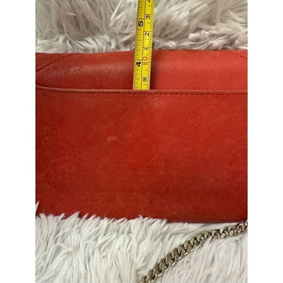 Botkier Coral Orange Chevron Quilted Leather Flap Chain‎ Crossbody Clutch bag - Picture 8 of 10